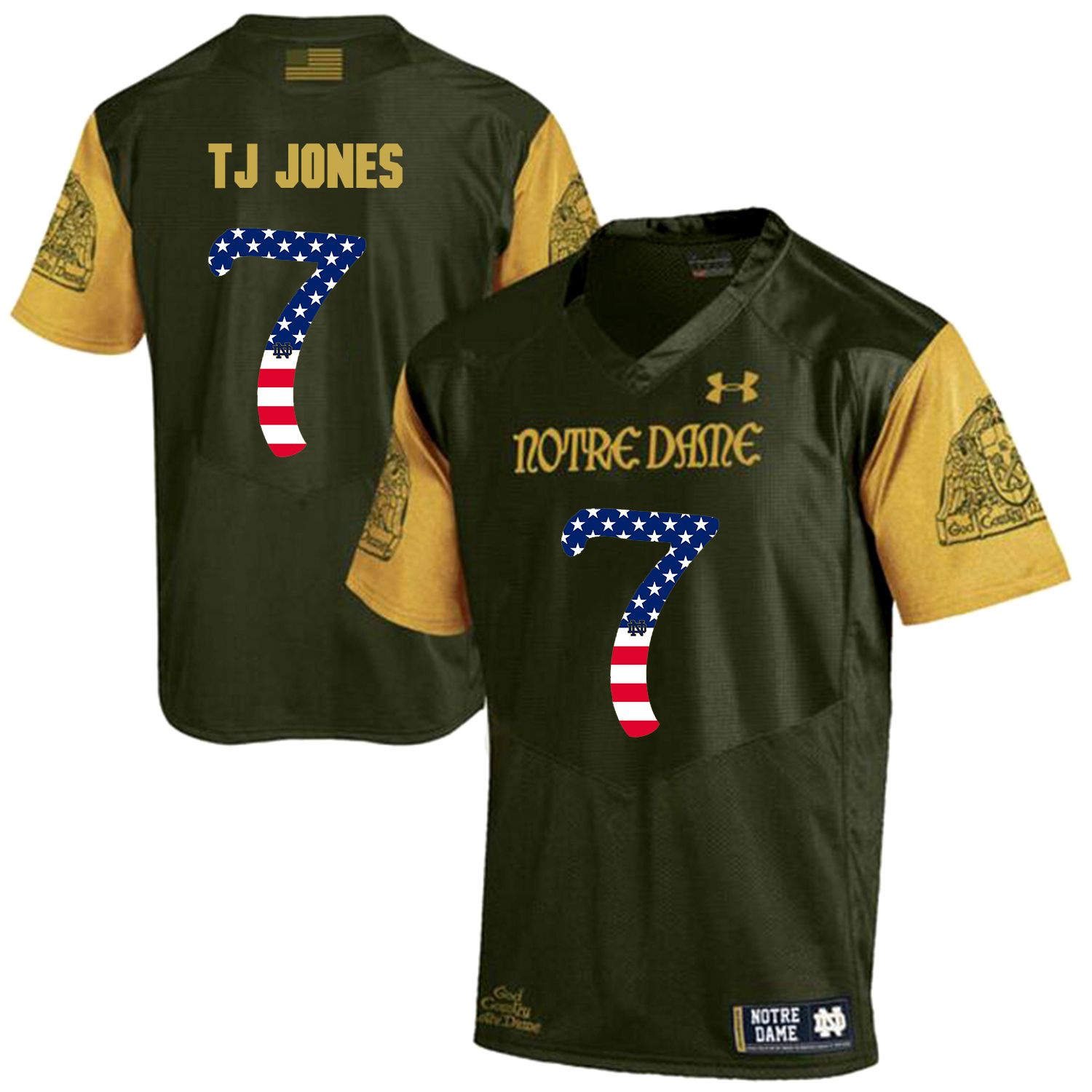 Men Norte Dame Fighting Irish #7 Tj Jones Green Flag Customized NCAA Jerseys